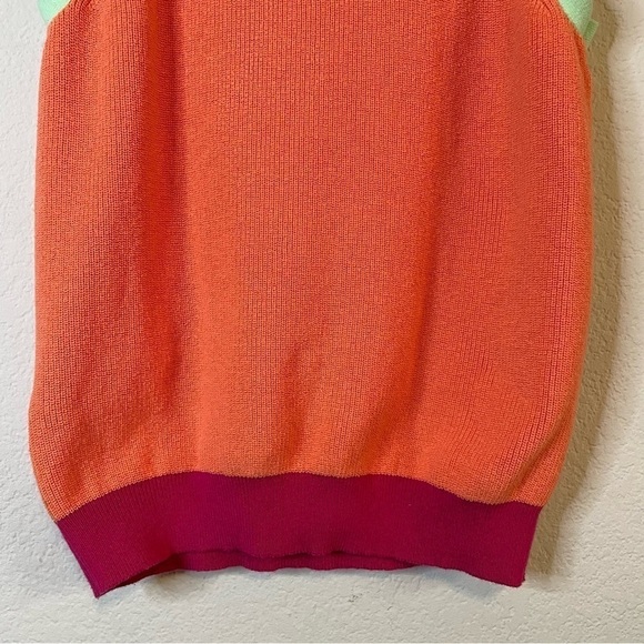 Loft Pink Orange Colorblock Sweater Tank Cotton Y2K Size Small - Picture 4 of 11